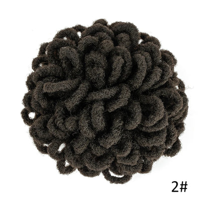 Dreadlocks Bun Afro Puff Drawstring Ponytail Hairpiece 8 Inch High Quality Synthetic Clip in Hair Extensions for Black Women