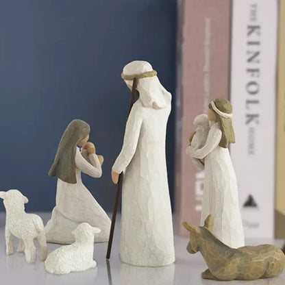 2024 Jesus Nativity Statue Resin Holy Family Willow Tree Set Ornaments Easter Religious Crafts Diy Customized Christmas Gift