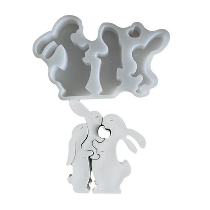 Easter Bunny Candle Decoration Silicone Molds DIY Gypsum Aromatherapy Family Rabbit Ornament Resin Mold Home Handicrafts Casting