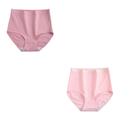 2Pcs/Set Cotton Panties Women Seamless Underwear High Rise Panties Solid Color Female Underpants Sexy Lingerie M-XXXL Comfort