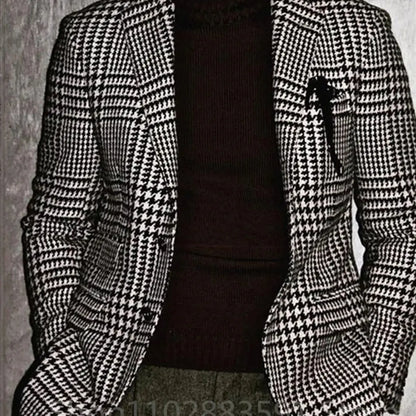 1 Pieces Men's Suits Jacket Fashion Houndstooth Notch Lapel One Coat Slim Fit Groom Tuxedos Only Blazer For Wedding Business