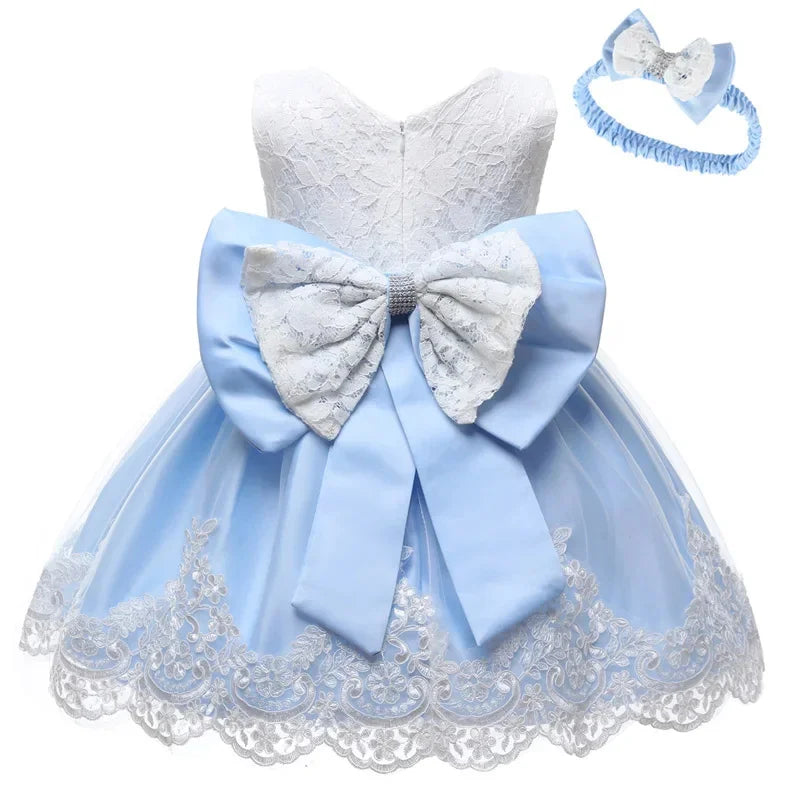 LZH Baby Girls Dress Newborn Clothes Princess Dress+Headwear For Toddler 1st Year Birthday Wedding Christening Infant Party Gown