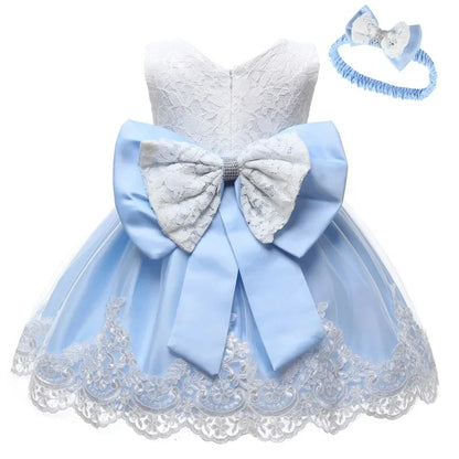 LZH Baby Girls Dress Newborn Clothes Princess Dress+Headwear For Toddler 1st Year Birthday Wedding Christening Infant Party Gown