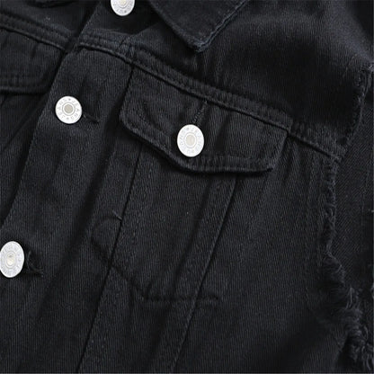 Men's New Fashion Sleeveless Denim Vest  Autumn Casual Solid Color Cowboy Jacket Slim Fit Single-breasted Jeans Streetwear