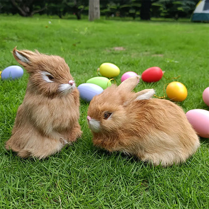 Simulation Plush Toys Action Figures Kids Gift Simulation Rabbit Toy Squatting Model Home Decoration Rabbit Model Easter Rabbits