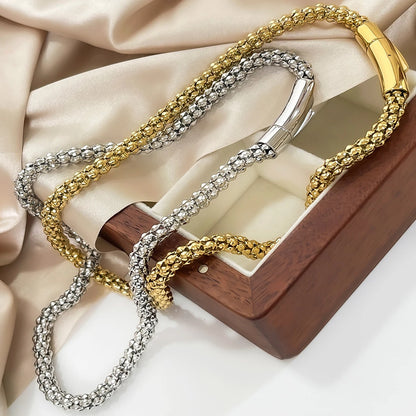Peri'sbox Statement Stainless Steel Hollow Choker Necklace for Women Men Hip-Hop Gold Color Clavicle Chain Fashion Jewelry Party