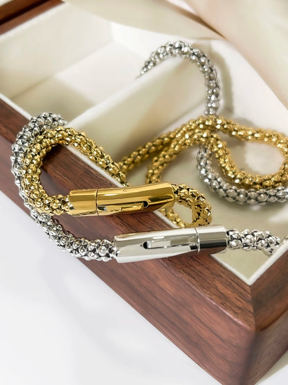 Peri'sbox Statement Stainless Steel Hollow Choker Necklace for Women Men Hip-Hop Gold Color Clavicle Chain Fashion Jewelry Party