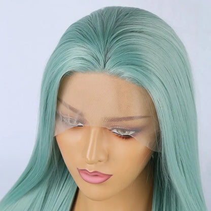 Mint Green Wig Long Straight Synthetic Lace Front Wig Light Hair Colored Glueless Lace Frontal Wigs for Women Party Cosplay