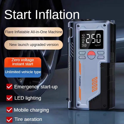 LEIBOO Car Jump Starter Air Pump Power Bank Lighting Portable Air Compressor 4 In 1 Cars Battery Starters Auto Tyre Inflator