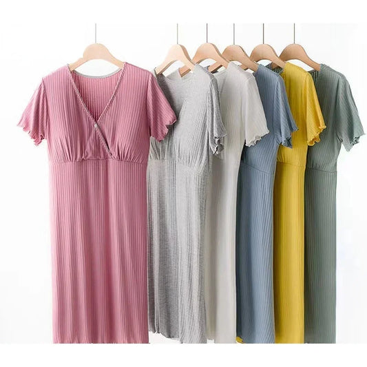 Maternity Pijama Maternidad Summer Postpartum Nursing Clothes Pregnant Women Dress Cotton Fashionable New Breastfeeding Dresses