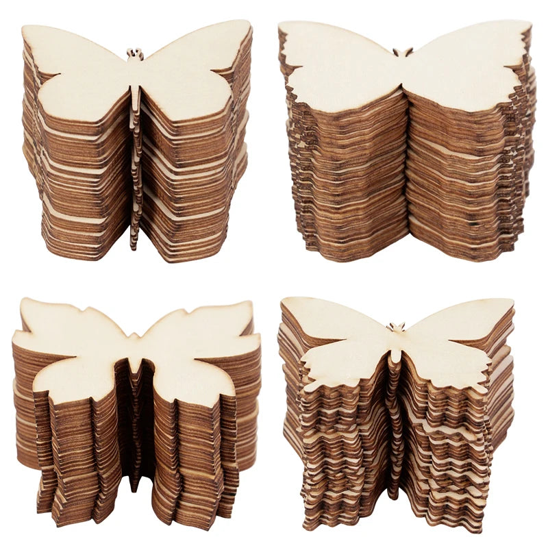 10pcs Unfinished Wooden Butterfly Blank Slice Kids Painting Toy Easter Home Decoration Wedding Birthday Party Gift DIY Crafts