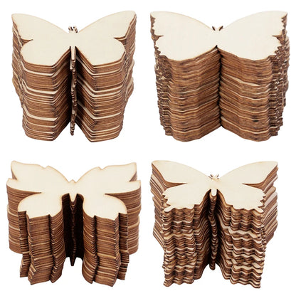 10pcs Unfinished Wooden Butterfly Blank Slice Kids Painting Toy Easter Home Decoration Wedding Birthday Party Gift DIY Crafts