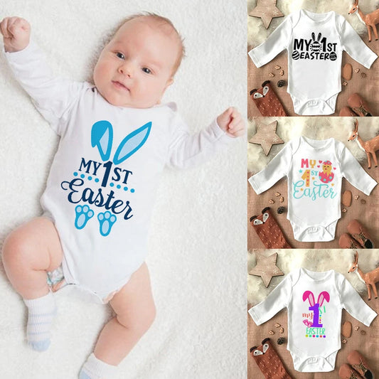 My 1st Easter Newborn Baby Spring Summer Rompers Infant Body Long Sleeve Rabbit Jumpsuit Easter Outfits Toddler Boy Girl Clothes