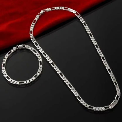 Necklace '16-30inch' Bracelet/8in Two-piece Set of Three-room Silver-plated Jewelry Punk Chain