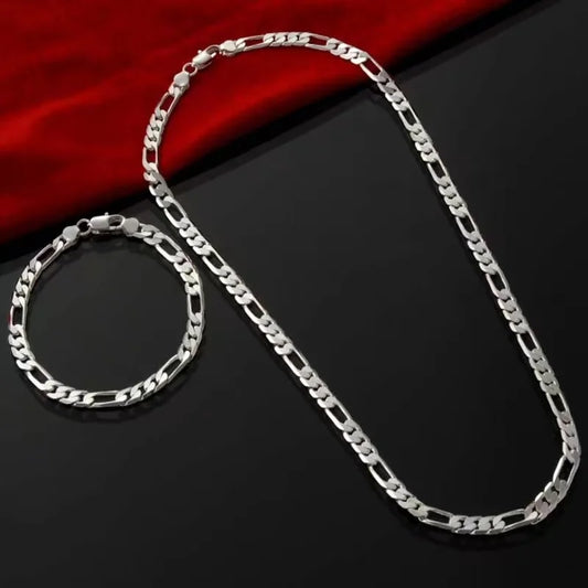 Necklace '16-30inch' Bracelet/8in Two-piece Set of Three-room Silver-plated Jewelry Punk Chain