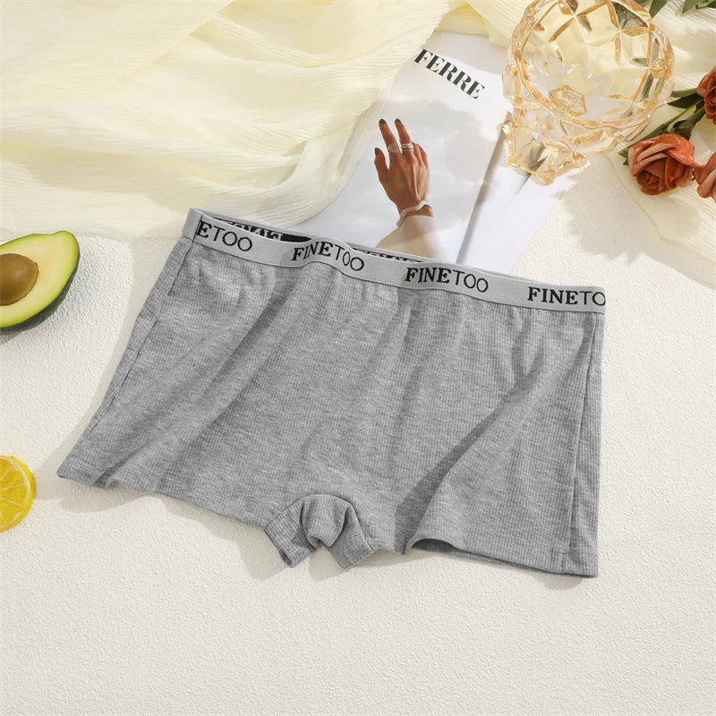 Women's Cotton Panties Boxer Underwear Female Sexy Letter Belt Safety Shorts Seamless Solid Color Intimates Mid Waist Boyshorts