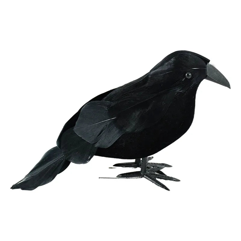 1/2pcs Plastic Simulation Crow with Feather Wings Raven Model Easter Party Decor Black Fake Bird Raven Props Garden Decoration