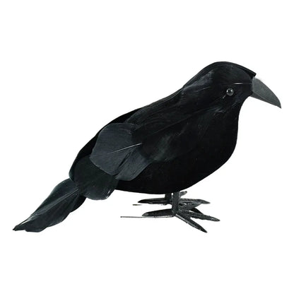 1/2pcs Plastic Simulation Crow with Feather Wings Raven Model Easter Party Decor Black Fake Bird Raven Props Garden Decoration