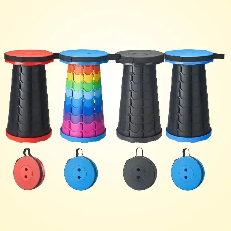 2024 New Folding Stool Portable Round Folding Chair Accordion Chair Height Adjustment Elephant Swing Playground Queue Chair