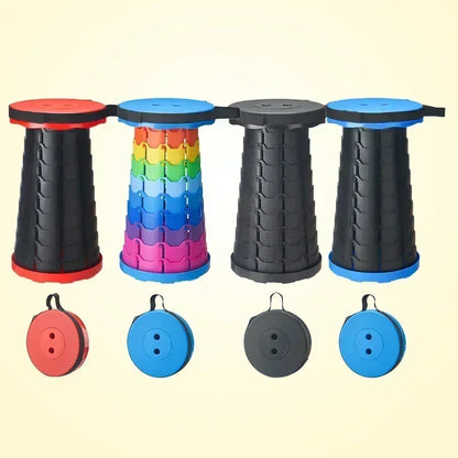 2024 New Folding Stool Portable Round Folding Chair Accordion Chair Height Adjustment Elephant Swing Playground Queue Chair