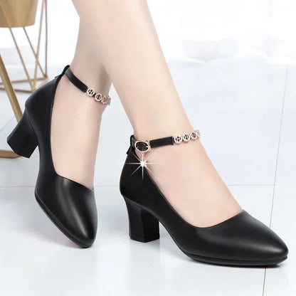 Women Fashion High Quality White Pointed Toe Buckle Strap Pu Leather Stiletto Ladies Casual Pink Comfort High Heel Shoes G5776