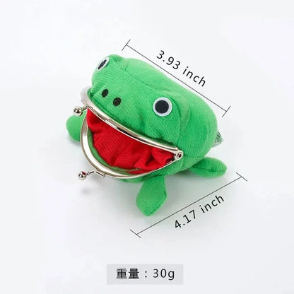 Novelty Adorable Anime Frog Wallet Coin Purse Key Chain Cute Plush Frog Cartoon Cosplay Purse for Women Bag Accessories