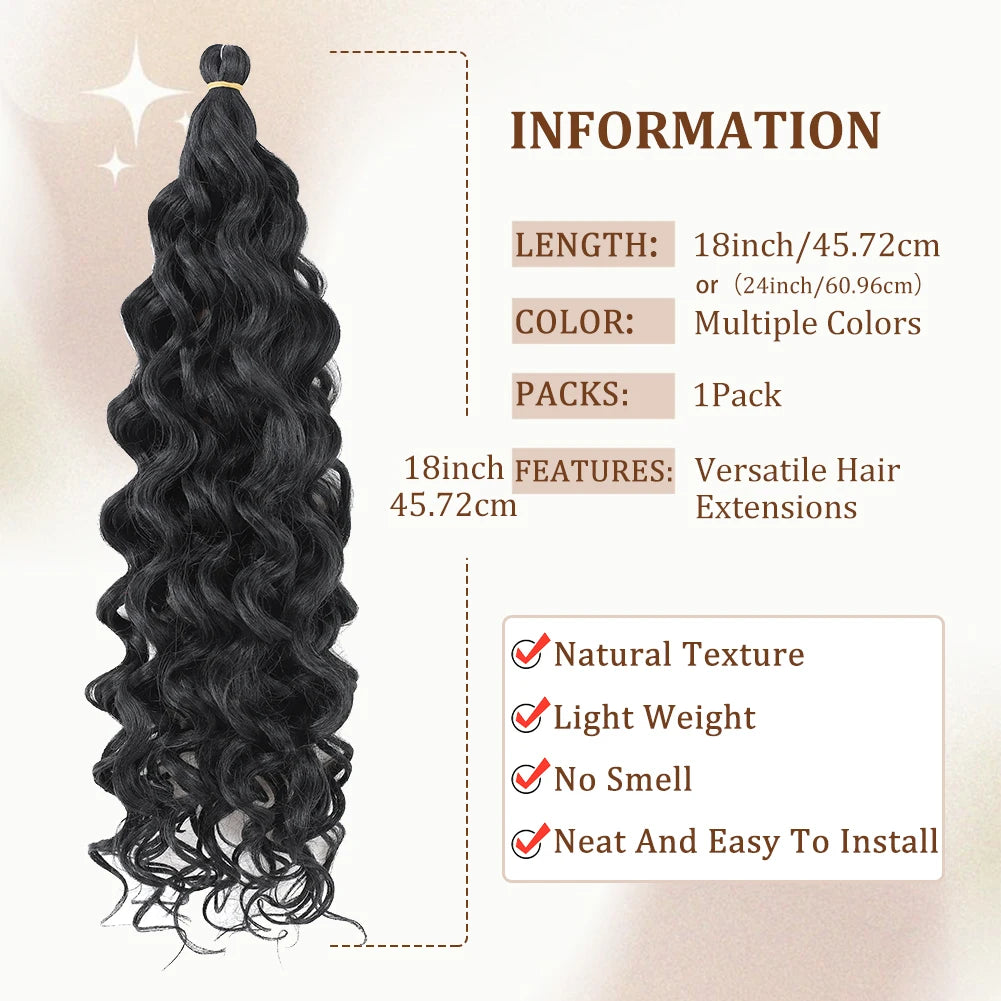 Hawaii Ocean Wave Braiding Synthetic Hair Curly Crochet Hair Extension Goddess Locs Premium Hair Boho Style Hairpiece For Women