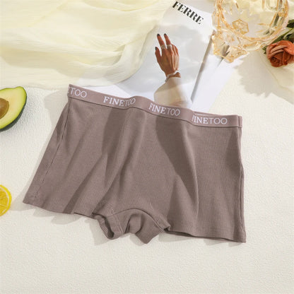 Women's Cotton Panties Boxer Underwear Female Sexy Letter Belt Safety Shorts Seamless Solid Color Intimates Mid Waist Boyshorts