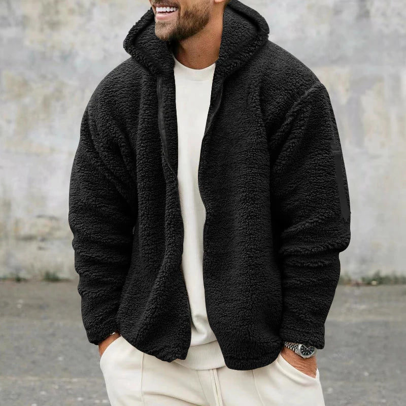 2024 American Style Heavy Coat Men's Winter Jacket Double-sided Fleece Warm Windbreaker Casual Sports Hooded Coat Bomber Jacket