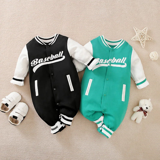 Spring And Autumn Boys And Girls Handsome Cool Baseball Jersey Cotton Comfortable Casual Long Sleeve Baby Bodysuit
