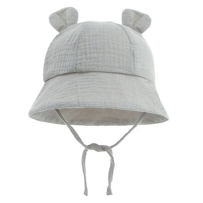 Newborn Baby Hat Infant Muslin Bucket Hat Kids Bear Ears Summer Beach Sun Caps Boys Girls Easter Hats For Toddlers 3-12 Months