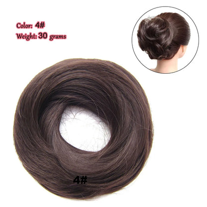 Synthetic Messy Bun Hair Piece Scrunchie Donut Tousled Flexible Hair Bun Straight Chignon Wig Accessory Updo Bun Hair