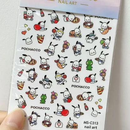 1PCS Cartoon Cute Melody Kuromi 3D Nail Stickers Press on Nails Sanrio Nail Art Decoration New Anime Nail Art Decals Stickers