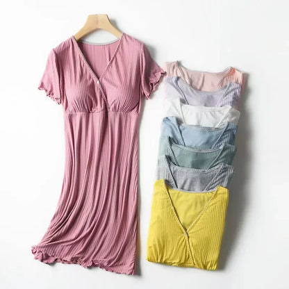 Maternity Pijama Maternidad Summer Postpartum Nursing Clothes Pregnant Women Dress Cotton Fashionable New Breastfeeding Dresses