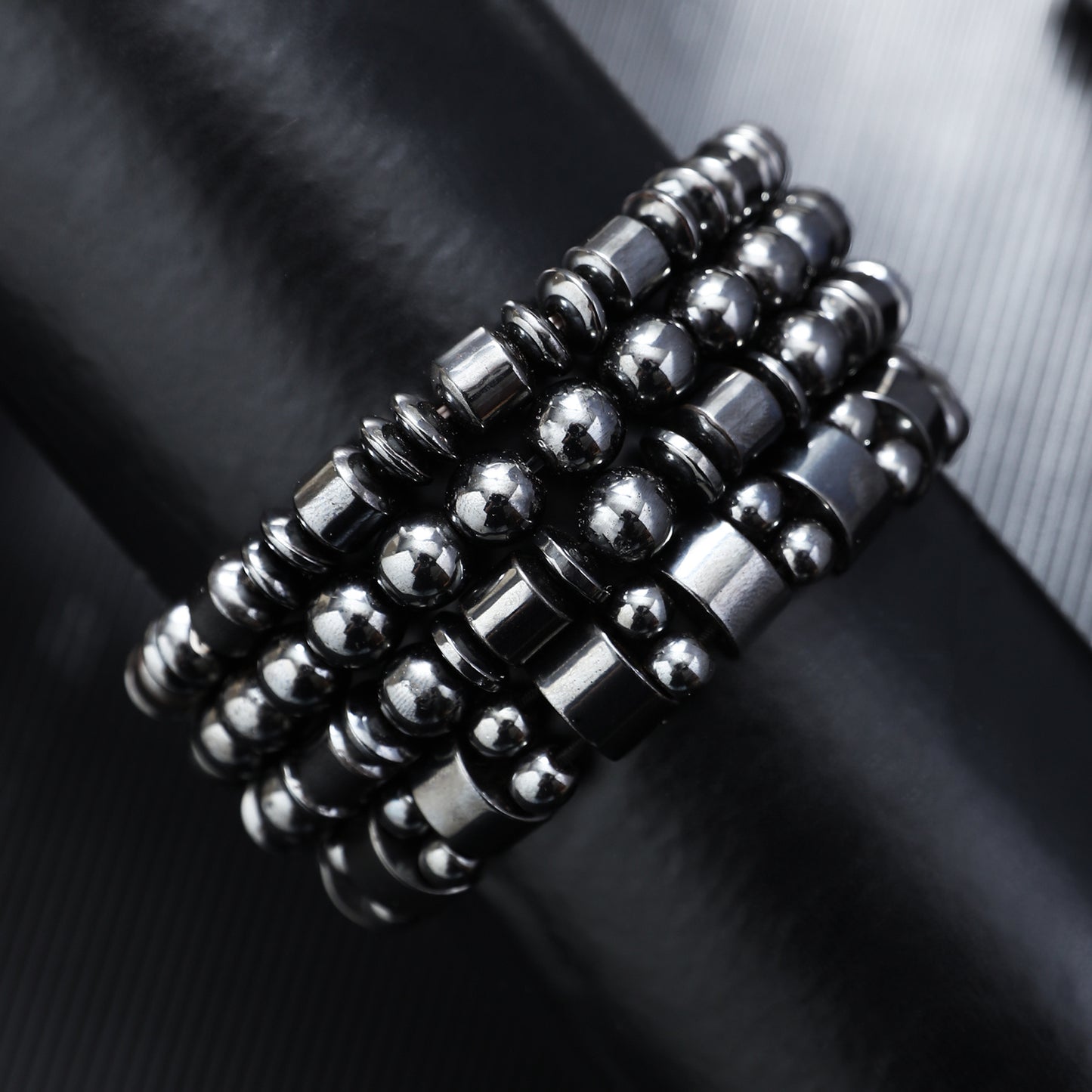1/2/3pcs Men's Fashionable Sports Black Bracelet