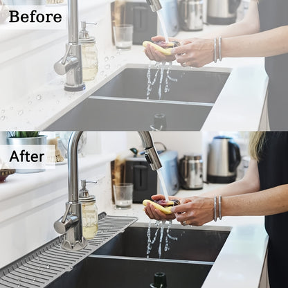 1pc Silicone Splash Guard - Sink Faucet Mat for Protecting Countertop and Dishes with Dish Drying Function
