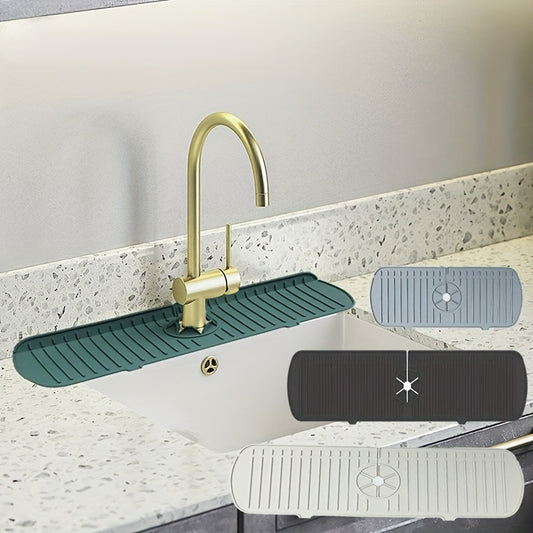 1pc Silicone Splash Guard - Sink Faucet Mat for Protecting Countertop and Dishes with Dish Drying Function