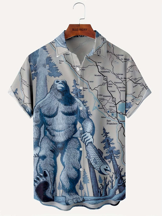 Stylish Men's Hawaiian Shirt with Vibrant Coconut Tree Print - Perfect for Beach Vacations and Summer Parties
