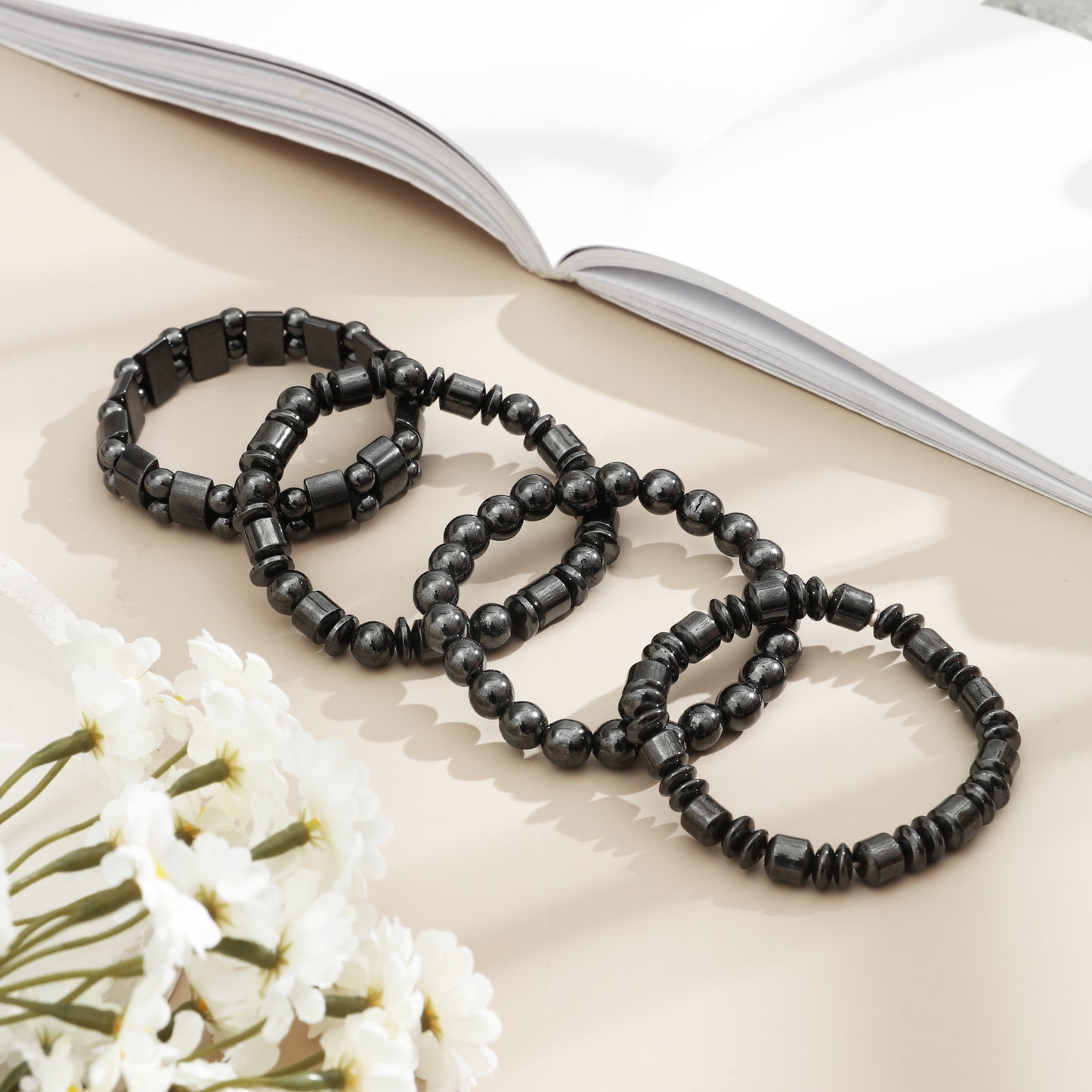 1/2/3pcs Men's Fashionable Sports Black Bracelet