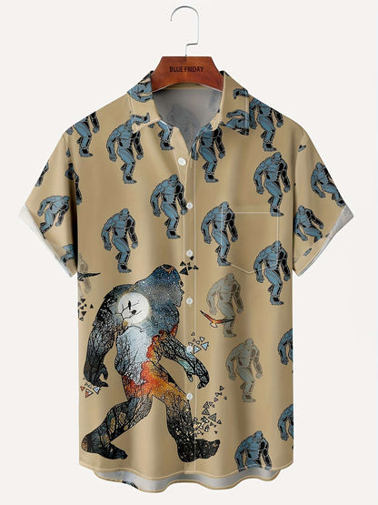 Stylish Men's Hawaiian Shirt with Vibrant Coconut Tree Print - Perfect for Beach Vacations and Summer Parties
